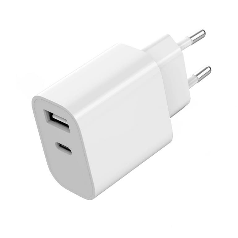ALIMENTATOR retea 220V GEMBIRD, universal, 1 x USB Type-C 2.4A, 1 x USB-A maxim 2.4A, protectie: scurtcircuit, supraincarcare, alb, "TA-UC-2AC12-01" — miniatură