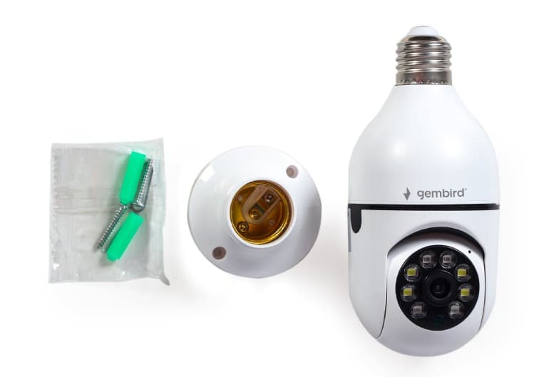 CAMERA IP GEMBIRD, pt. interior, CMOS 2 Mpx, lentile 3.6mm, wi-fi, rezolutie FullHD 1920x1080, video H.264 AVI, microfon, rotatie 355 gr, inclinare 120 gr, carcasa plastic, slot microSD card, Tuya, E27 socket — miniatură