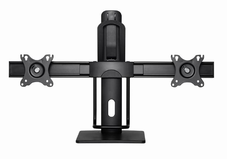 SUPORT de birou Gembird, pt 2 TV/monitor plat, diag. max 17-27 inch, rotatie, inclinare, pivotare, max 6 kg, inaltime 245-400mm, "MS-D2-01" — miniatură