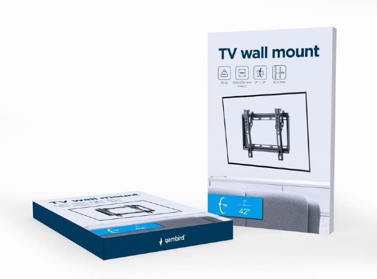 SUPORT de perete GEMBIRD, pt 1 TV/monitor, diag. max 23" - 42", inclinare, max 35 kg, "WM-42T-04" — miniatură
