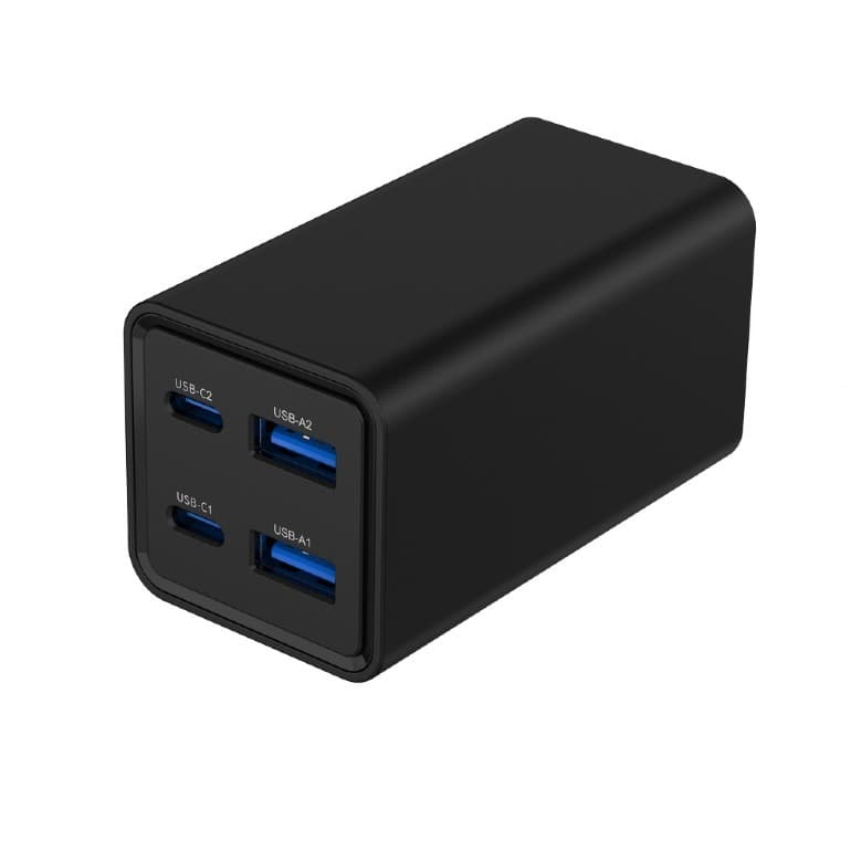 ALIMENTATOR retea 220V GEMBIRD, universal, 2 x USB-A + 2 x USB-C 3A, max. 65W PD GaN, protectie: scurtcircuit, supraincarcare, supratensiune, supraincalzire, cablu 1.5m, negru, "TA-UC-2A2C-PD65-01-BK" — miniatură