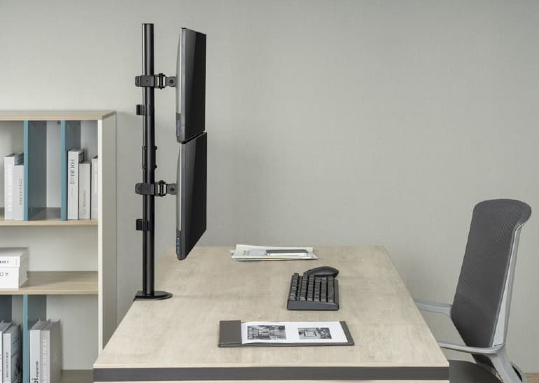 SUPORT de birou Gembird, pt 2 TV/monitor plat, diag. max 17-32 inch, rotatie, inclinare, pivotare, max 9 kg, "MA-D2-02" — miniatură