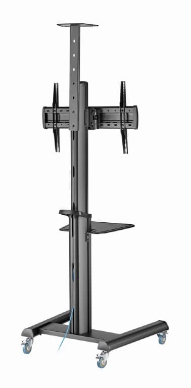 SUPORT de podea GEMBIRD, pt 1 TV/monitor, diag. max 37" - 70", max 70 kg, raft max 5 Kg, inclinare +5~-12 gr, rotatie 0-90 gr, roti, 772x648x2157mm, black, "TVS-70T-02" — miniatură