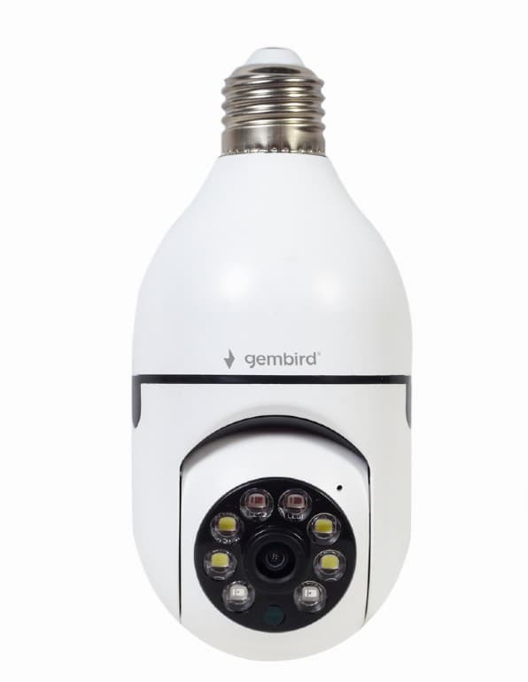 CAMERA IP GEMBIRD, pt. interior, CMOS 2 Mpx, lentile 3.6mm, wi-fi, rezolutie FullHD 1920x1080, video H.264 AVI, microfon, rotatie 355 gr, inclinare 120 gr, carcasa plastic, slot microSD card, Tuya, E27 socket — miniatură