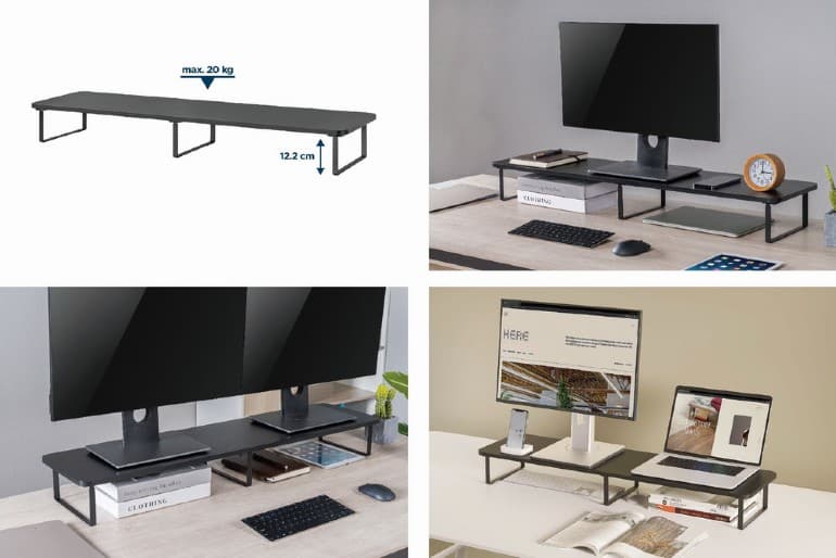 MASA Gembird, pt 2 TV/monitor, max 20 Kg, dimensiune, 1000x260x122mm, rectangular, black, "MS-TABLE2-01" — miniatură