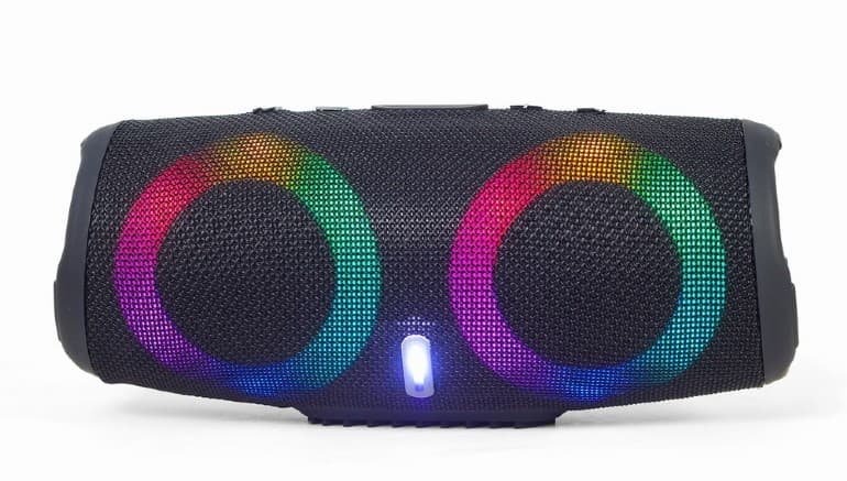 BOXE GEMBIRD portabile bluetooth, RMS: 10W (5W x 2), baterie 1200mAh, microSD, USB, LED light, BT v5.0, 95x105x225mm, 630 grame, black, "SPK-BT-LED-02" — miniatură