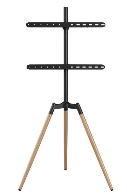 SUPORT de podea GEMBIRD, pt 1 TV/monitor, diag. max 32" - 65", max 32 kg, rotire +/-70 gr, tripod, 750x550x1455mm, inaltime 1155-1410mm, black&wood, "TVS-65S-01" — miniatură