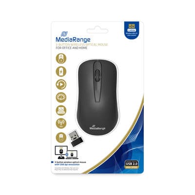 MediaRange 3-button wireless optical mouse, black "MROS209" — miniatură