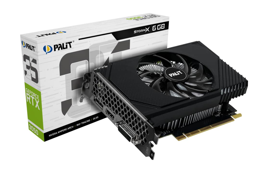 Placa video NVIDIA GeForce RTX 3050 StormX 6GB GDDR6 96 biti DVI HDMI DP PCIe4.0 "NE63050018JE-1070F" — miniatură