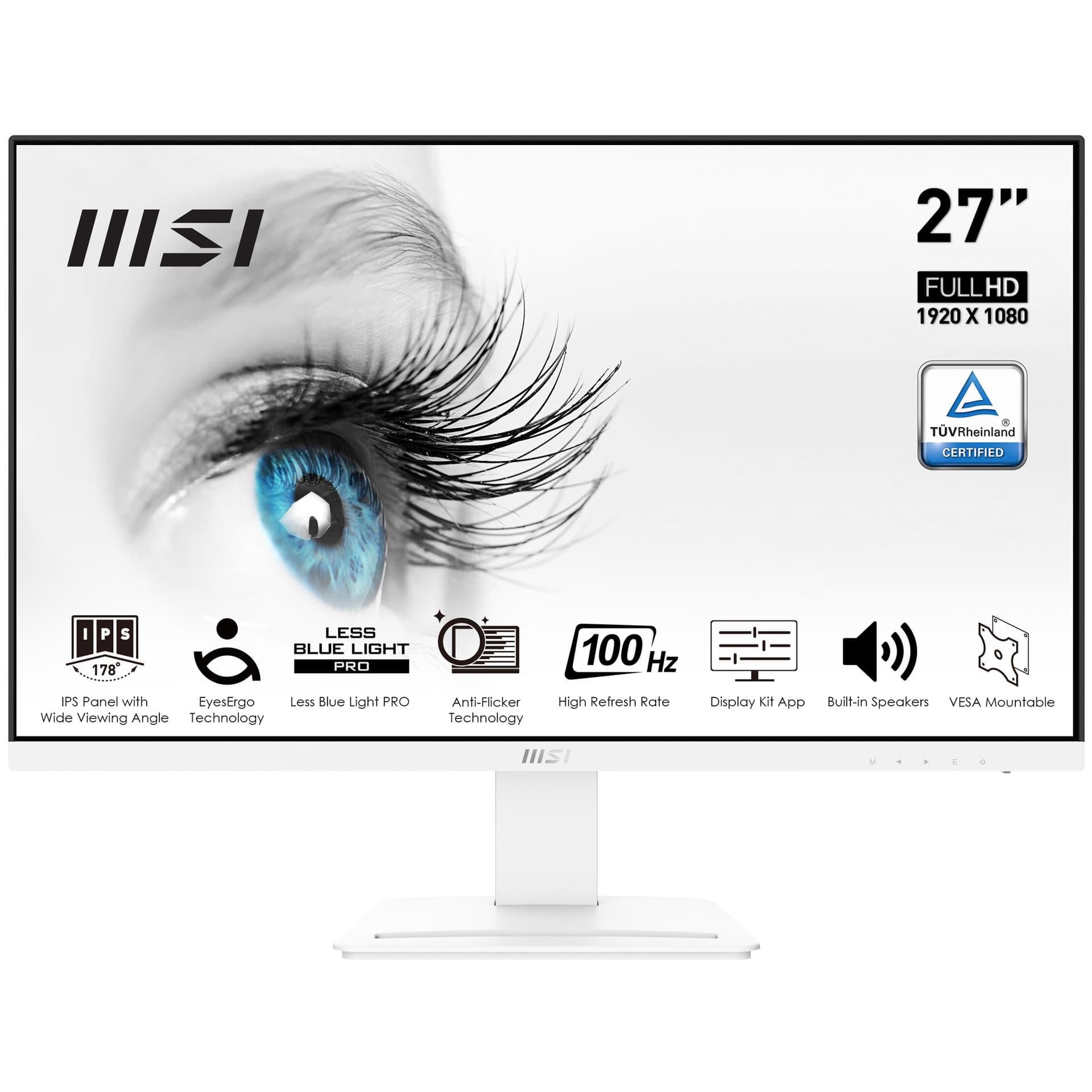 MSI PRO MP273AW 27inch IPS FHD 100Hz 4ms D-SUB HDMI DP Speakers White "PRO MP273AW"