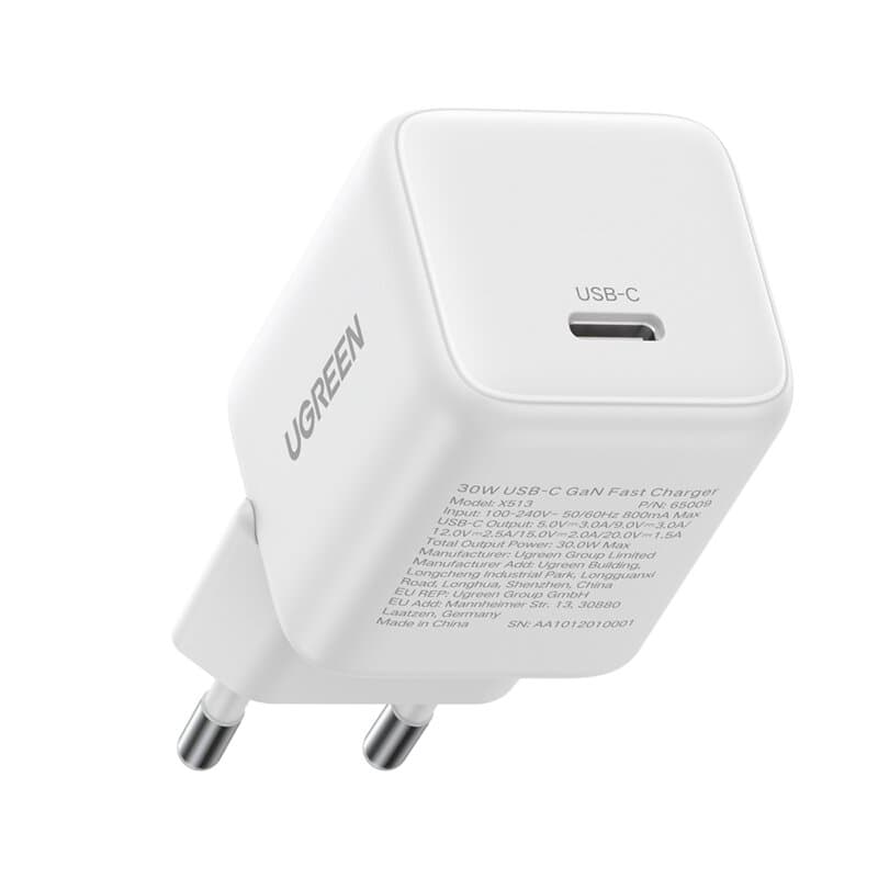 INCARCATOR retea Ugreen GaN "X513" Quick Charge 30W, 1 x USB Type-C, alb "65009"