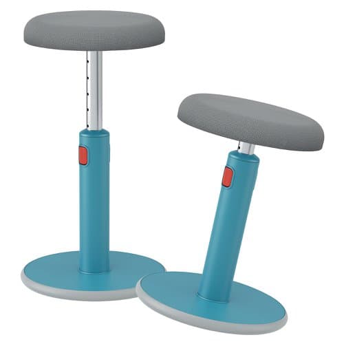 SCAUN ergonomic Leitz Ergo Cozy, pozitie sezut/ in picioare,inaltime reglabila 46-79 cm, 370x690x370 mm,baza rotunjita pt. rotire/ leganare, sezut din spuma, anti-alunecare, 5.5 Kg, albastru "65180061" — miniatură
