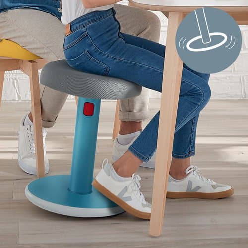 SCAUN ergonomic Leitz Ergo Cozy, pozitie sezut/ in picioare,inaltime reglabila 46-79 cm, 370x690x370 mm,baza rotunjita pt. rotire/ leganare, sezut din spuma, anti-alunecare, 5.5 Kg, albastru "65180061" — miniatură