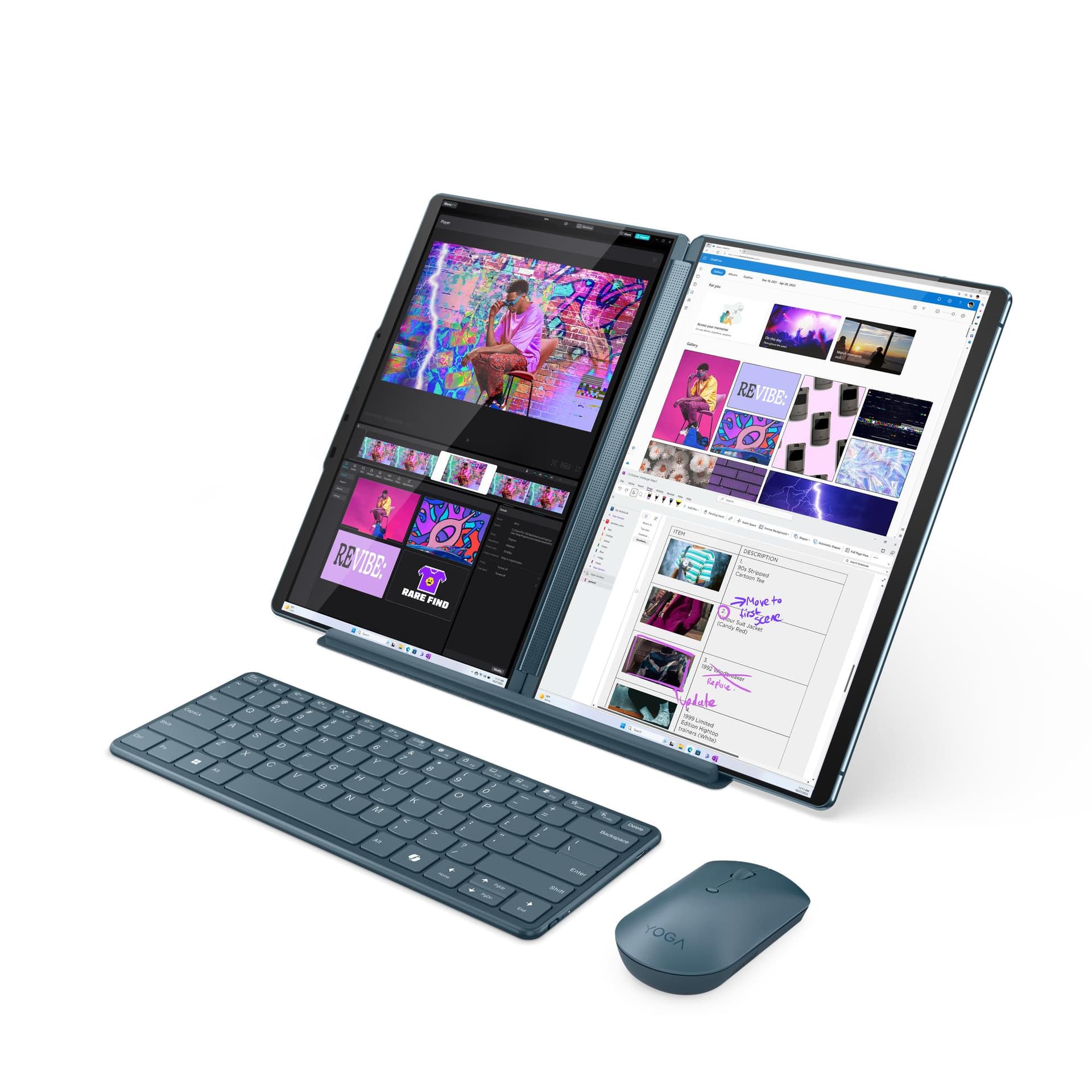 13.3 Yoga Book 9 13IMU9, 2.8K OLED Touch, Procesor Intelxxxx CoreTM Ultra 7 155U,32GB LPDDR5X, 1TB SSD, Intel Graphics, Win11Pro,Tidal Teal, 3Yr "83FF003QRM" (