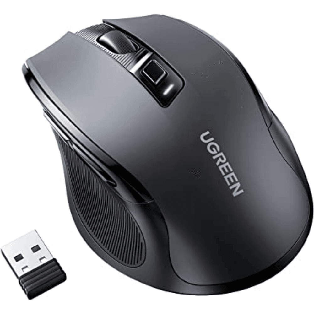 MOUSE Ugreen, "MU101" PC sau NB, wireless 2.4GHz + Bluetooth, optic, 5/1 butoane/scroll, 4000 dpi, negru "90395" - 6957303893959