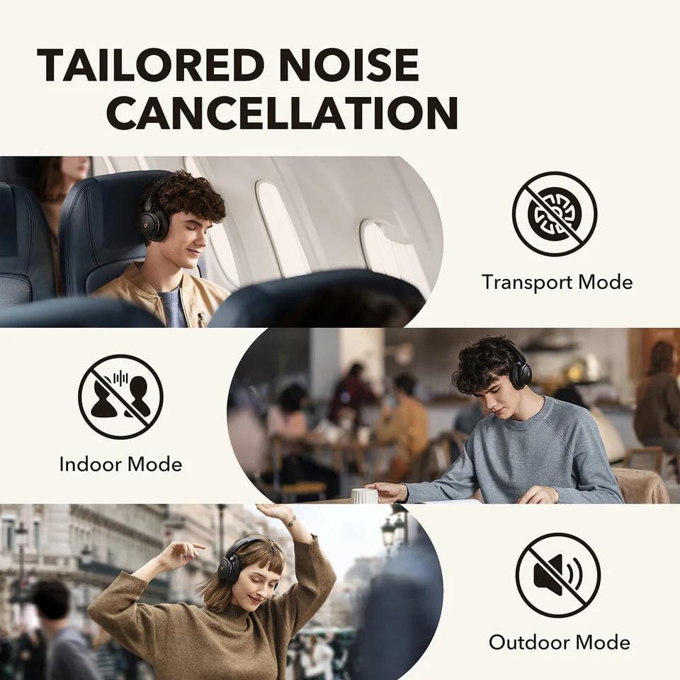 Casti Over-ear Anker "Soundcore Q30", tip over-ear, utilizare multimedia, Bluetooth si fir, durata baterie pana la 80 ore, pliabile, 2 x mic, ANC, negru, "A3028313" - 0194644062132 — miniatură