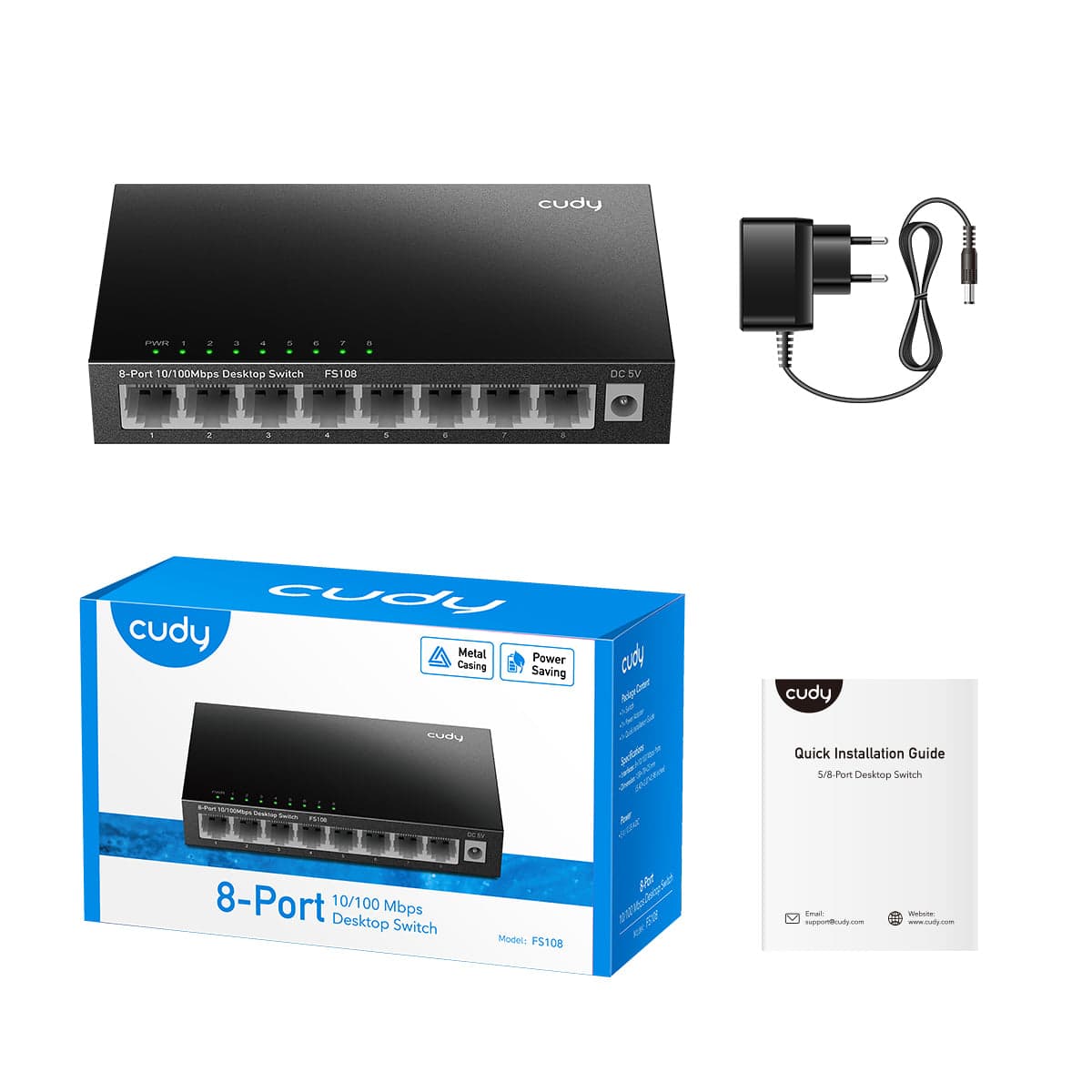 CUDY 8-Port 10/100 Mbps Metal Switch "FS108" — miniatură