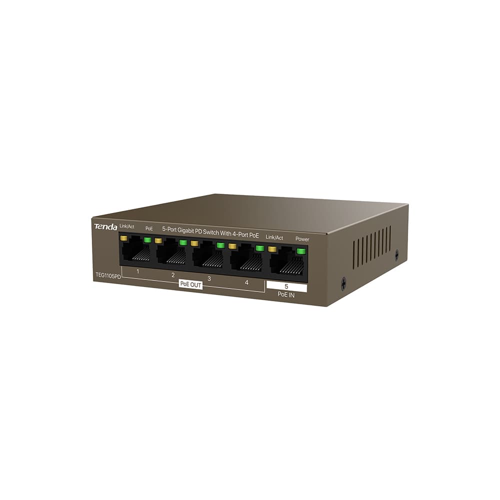 SWITCH IP-COM, Unmanaged L2 Gigabit Ethernet, alimentat prin PoE+ IEEE 802.3af, metalic "G1105PD" — miniatură