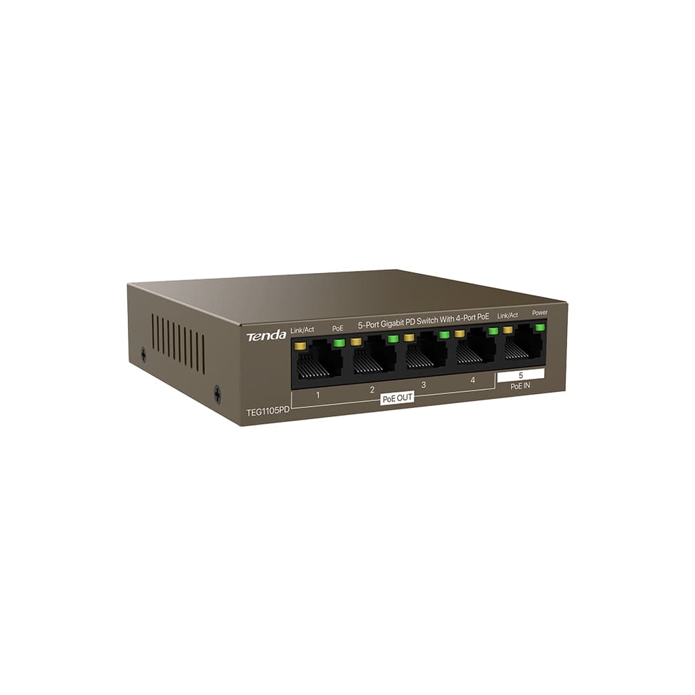 SWITCH IP-COM, Unmanaged L2 Gigabit Ethernet, alimentat prin PoE+ IEEE 802.3af, metalic "G1105PD" — miniatură