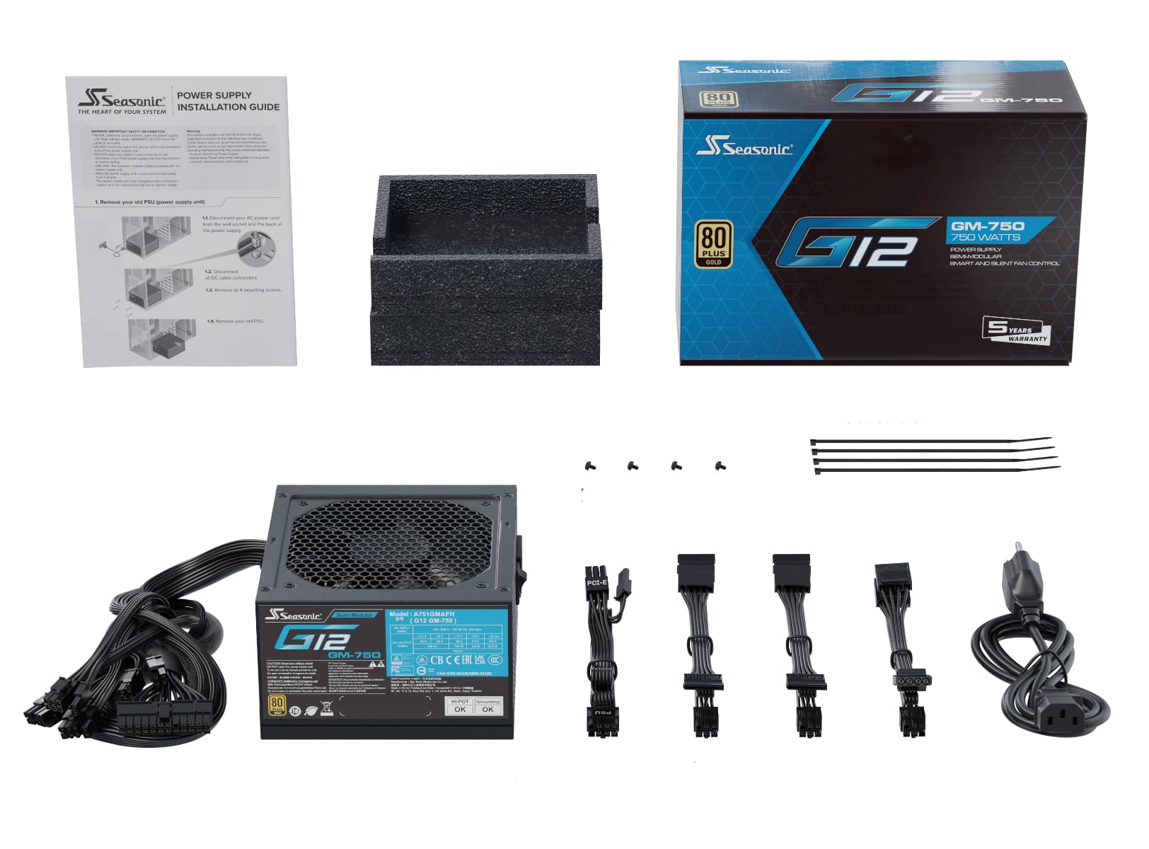 Sursa Seasonic G12 GM-750 (2024), 750W, 80+ Gold, Semi Modulara, Negru SSR-750FM "G12 GM-750" — miniatură