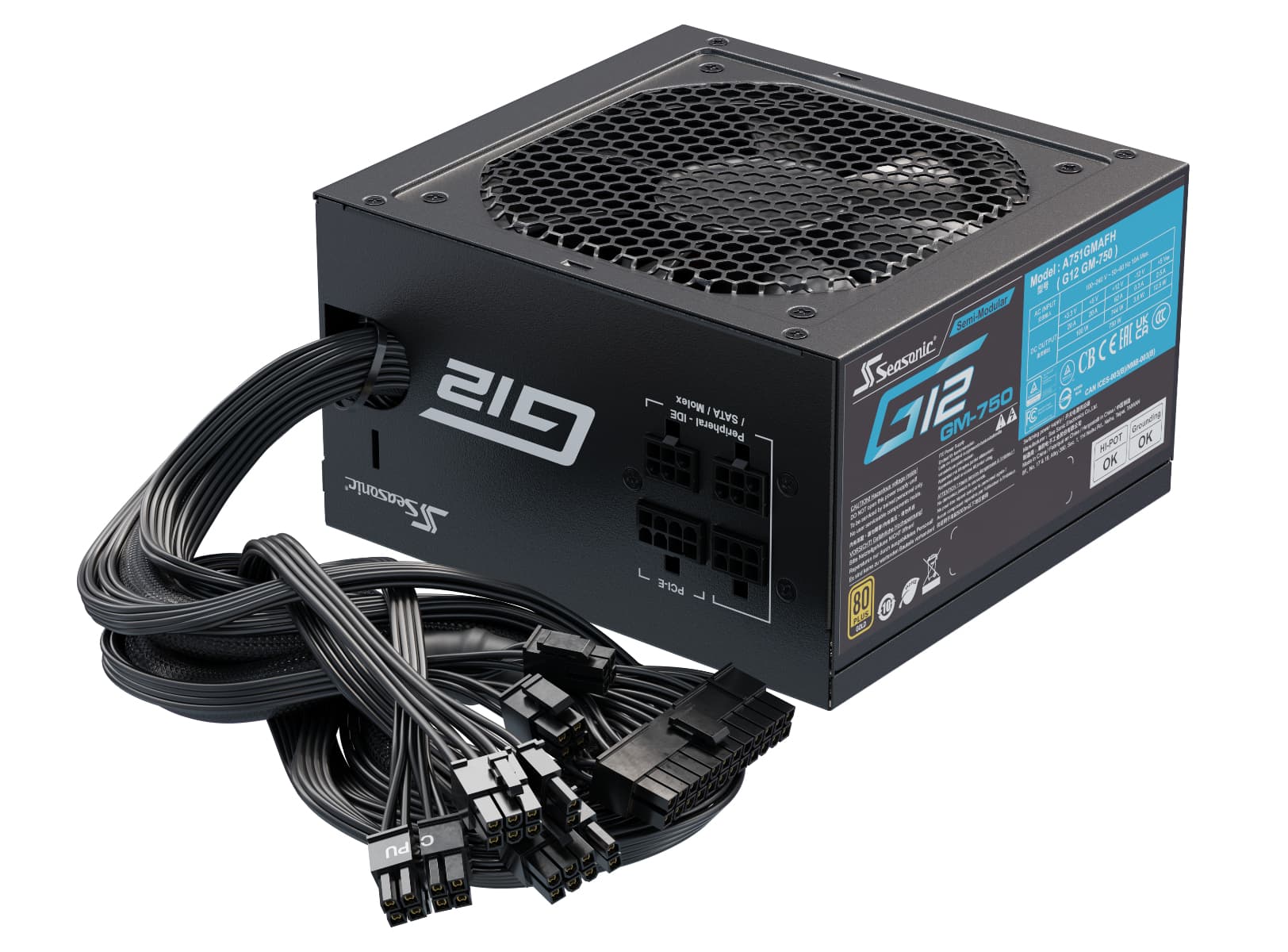 Sursa Seasonic G12 GM-750 (2024), 750W, 80+ Gold, Semi Modulara, Negru SSR-750FM "G12 GM-750" — miniatură