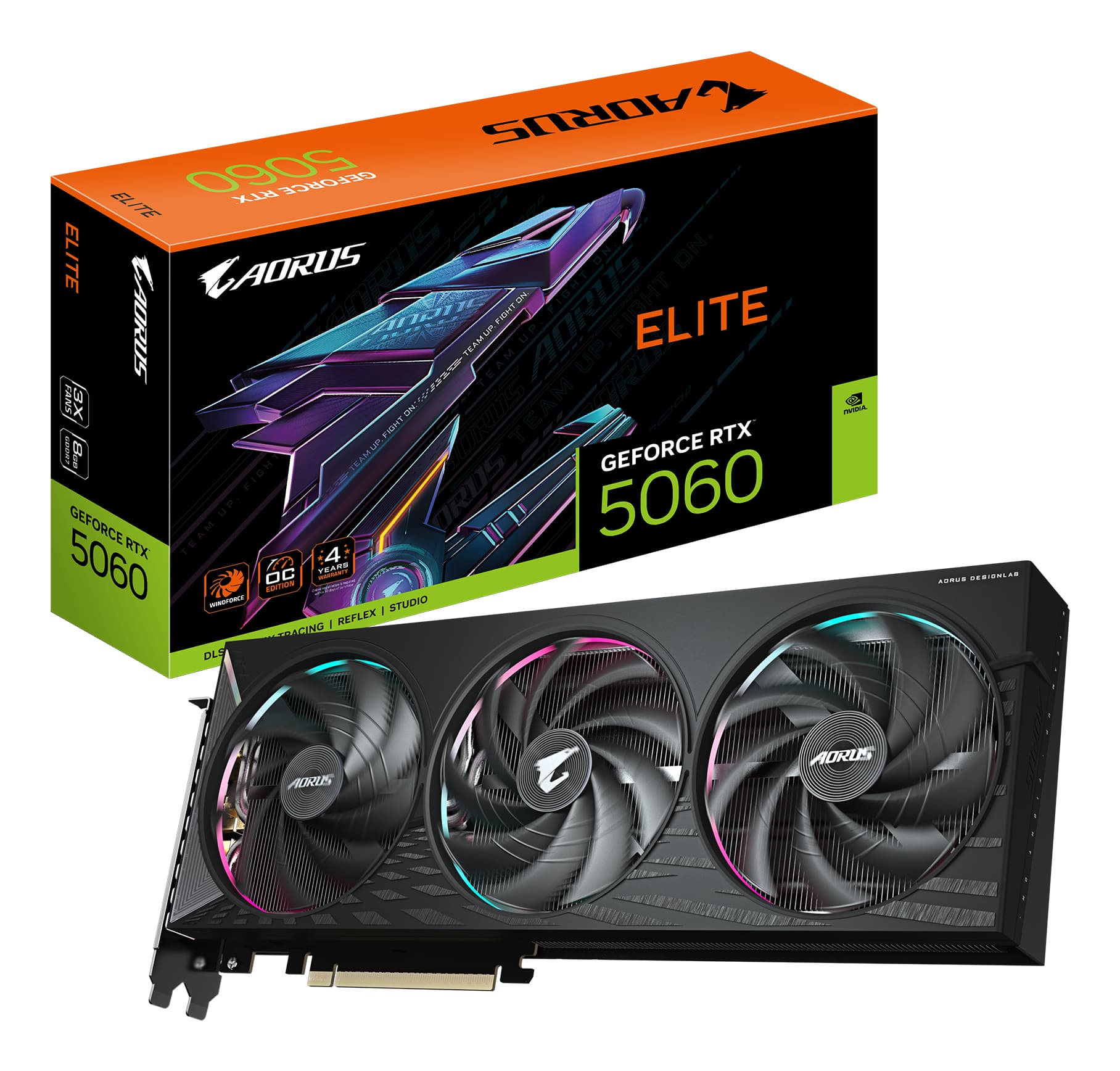 VGA GIGABYTE AORUS RTX 5060 ELITE 8GB "GV-N5060AORUS E-8GD"