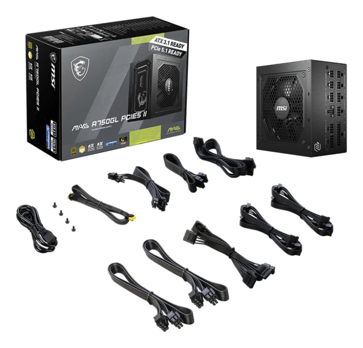 MAG A750GL PCIE5 II, 80+ Gold, 750W "MAG A750GL PCIE5 II" — miniatură