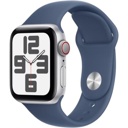 Watch SE (2024) v3, GPS, 40mm Aluminium Silver cu Denim Sport Band - S/M "MXEC3QC/A"