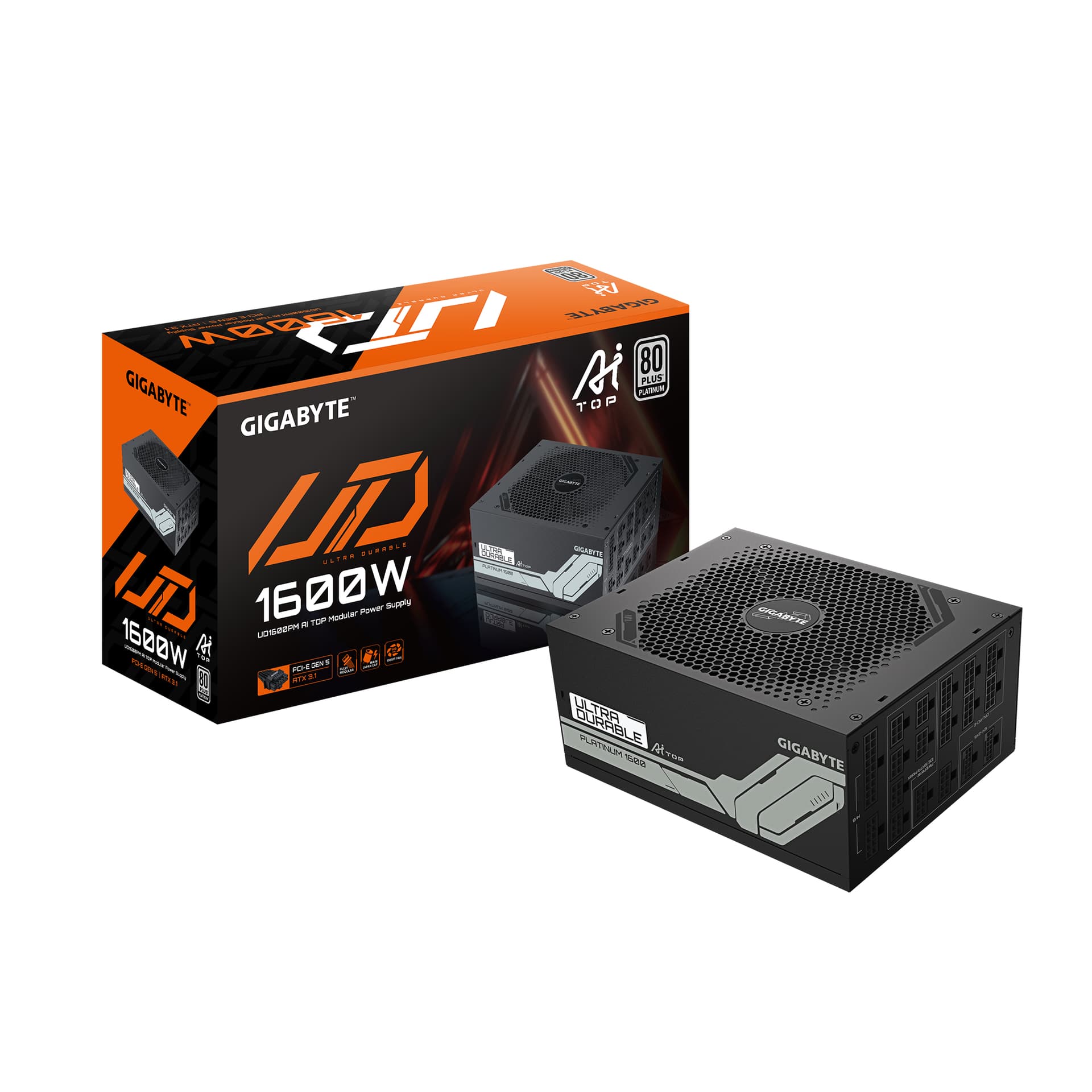 Sursa GIGABYTE UD1600PM PG5 AI TOP, 1600W, 80+ Platinum, Full Modulara, Negru "UD1600PM PG5 AI TOP"