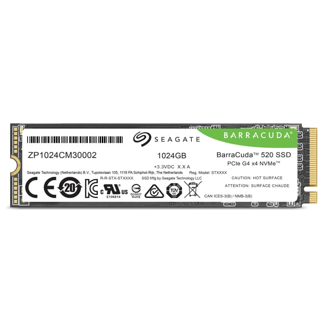 SSD SEAGATE BarraCuda 520 1.024TB M.2 2280-S2 PCIe Gen4 x4 NVMe 1.4, Read/Write: 5000/3200 MBps, TBW 250 "ZP1024CM3A002" — miniatură
