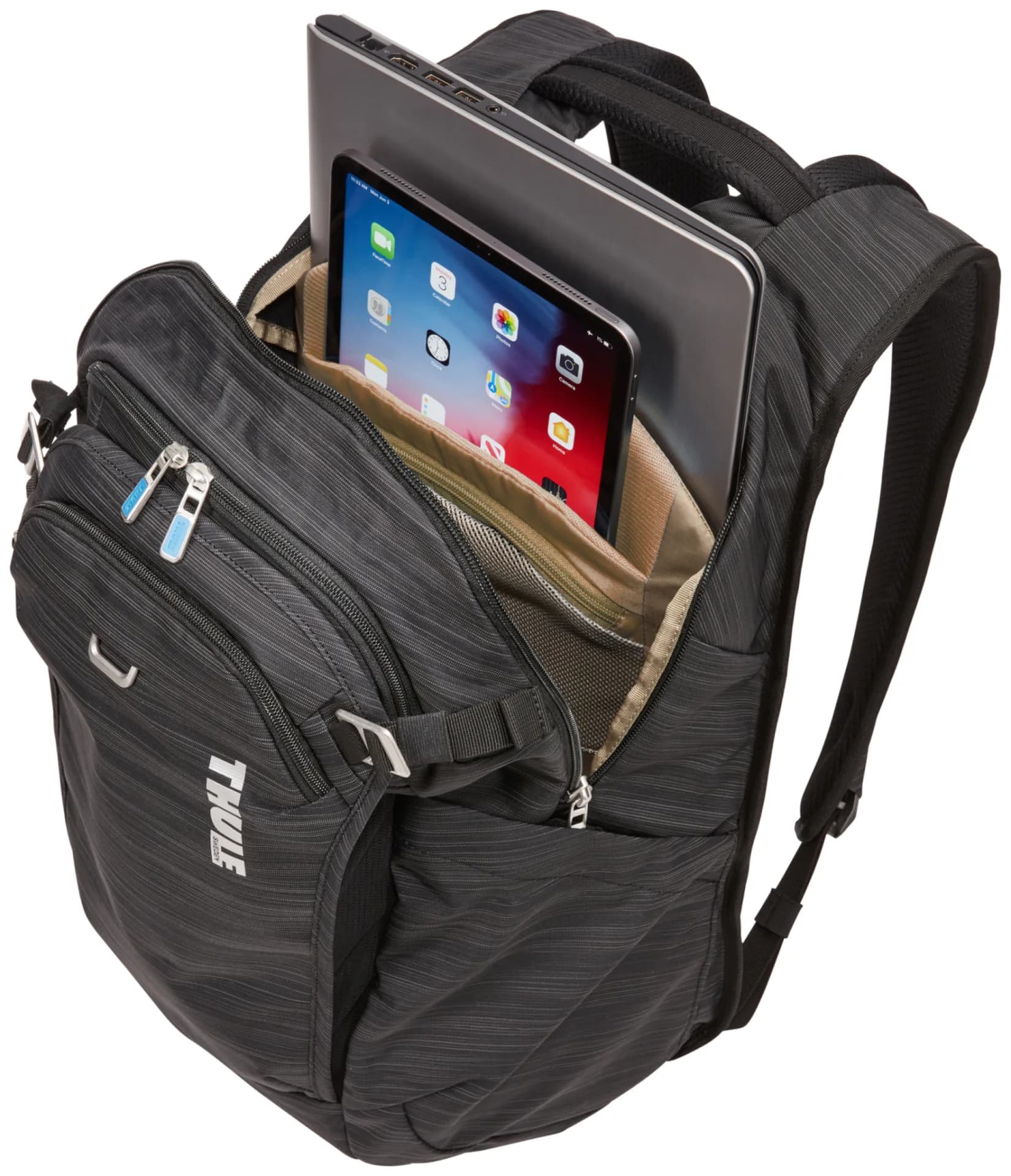 RUCSAC THULE, pt. notebook de max. 15.6 - 17 inch, 24 l, 2 compartimente, buzunar frontal x 2 | buzunar lateral x 2, waterproof, nylon, negru, "CONBP116 BLACK" / 3205352 — miniatură