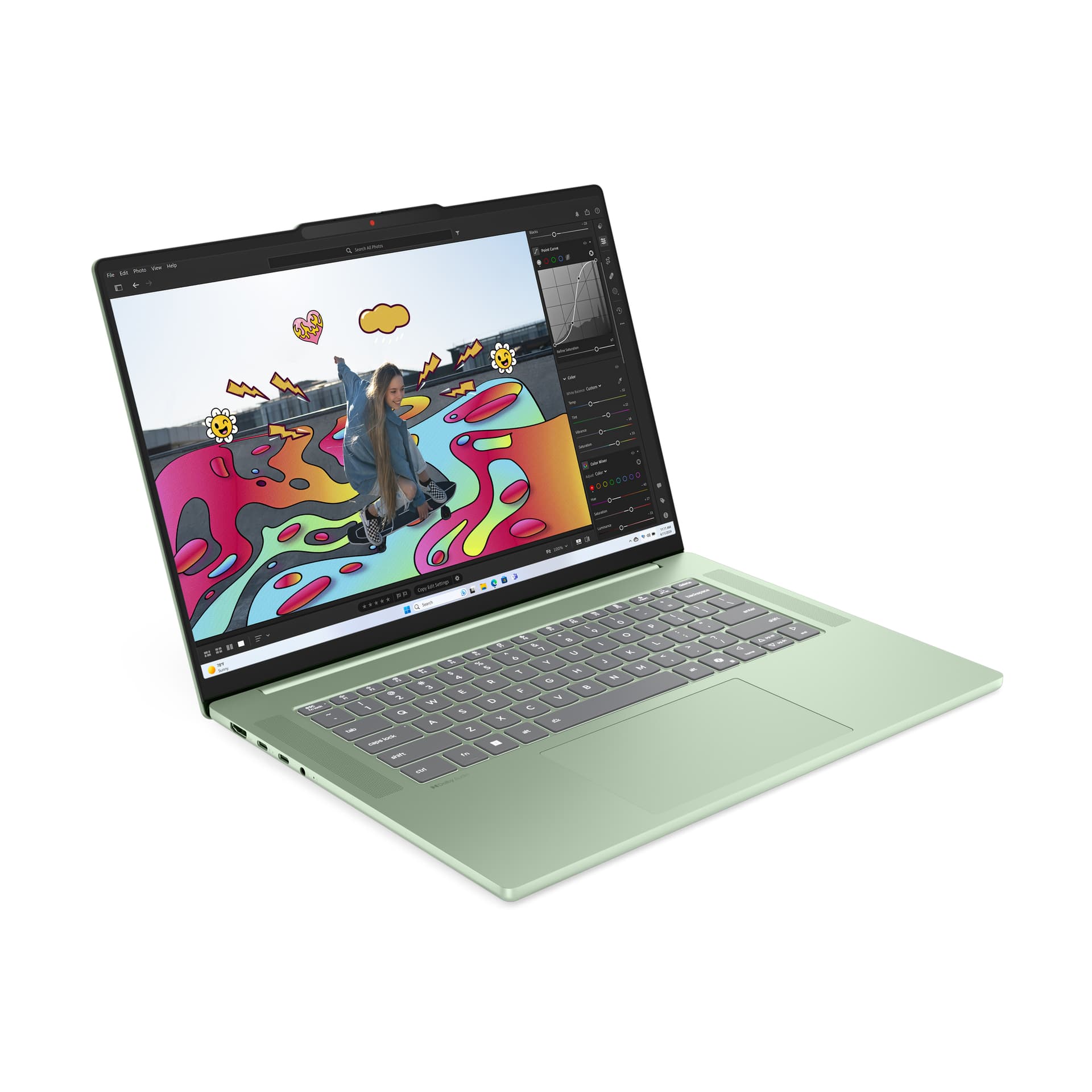 15.1 IdeaPad Slim 5 15ARP10, WQXGA OLED 165Hz, Procesor AMD RyzenTM 7 7735HS (16M Cache, up to 4.75 GHz), 16GB LPDDR5X, 1TB SSD, AMD Radeon 680M, No OS, Seafoam Green "83J30057RM" ( — miniatură