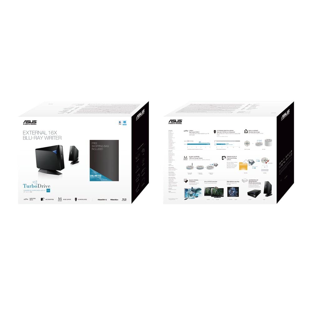 Unitate optica externa Blu-Ray RW BW-16D1H-U Pro, USB 3.0, negru "90DD01L0-M69000" — miniatură