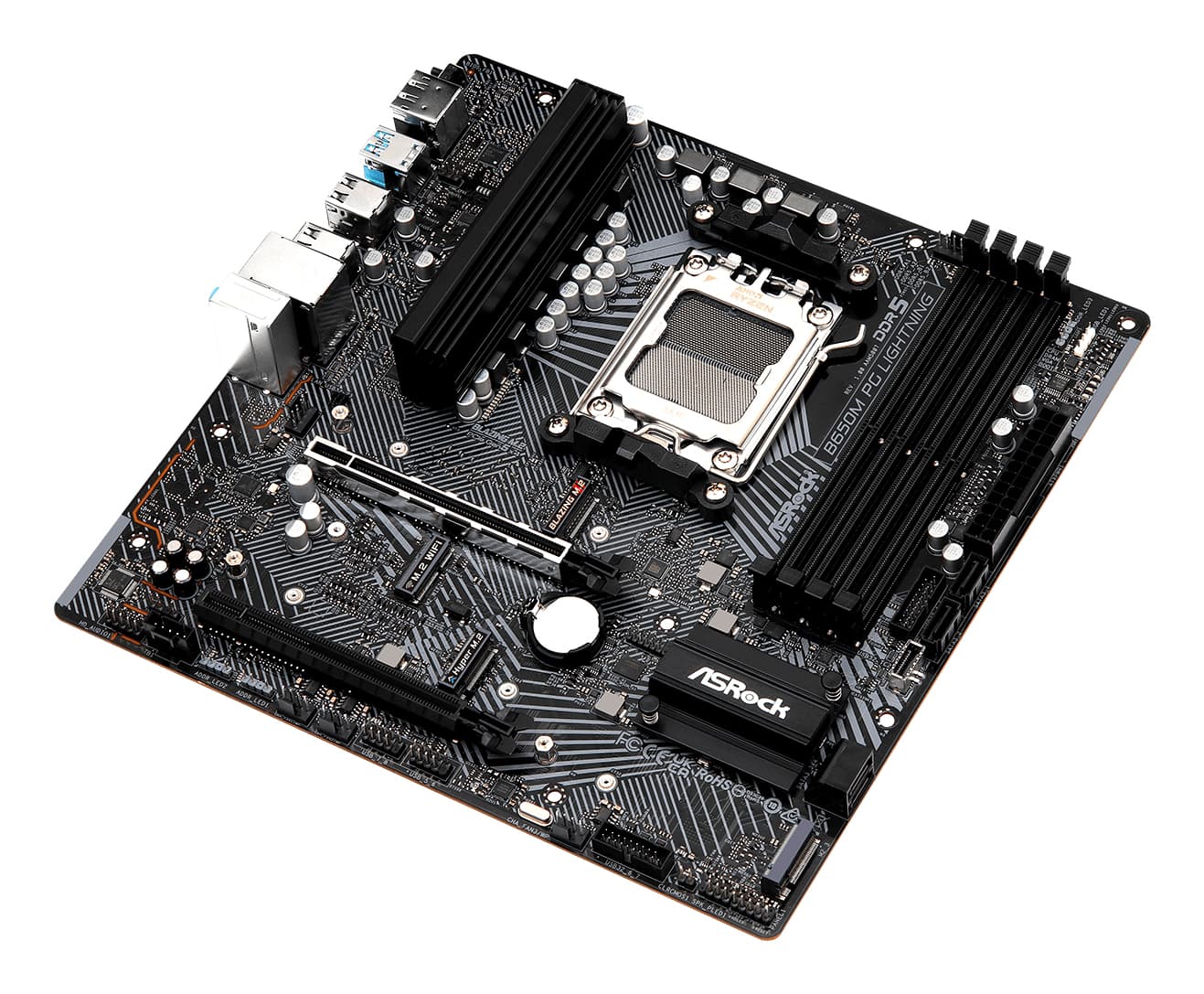 Placa de baza AsRock "B650M PG Lightning", skt. AM5, chipset AMD B650, mATX, 4 x DDR5 max. 192 GB, USB 3.2 gen 2, 4 x SATA, 2 x M.2, PCIe 4.0, HDMI, DisplayPort, "B650M PG LIGHTNING" — miniatură