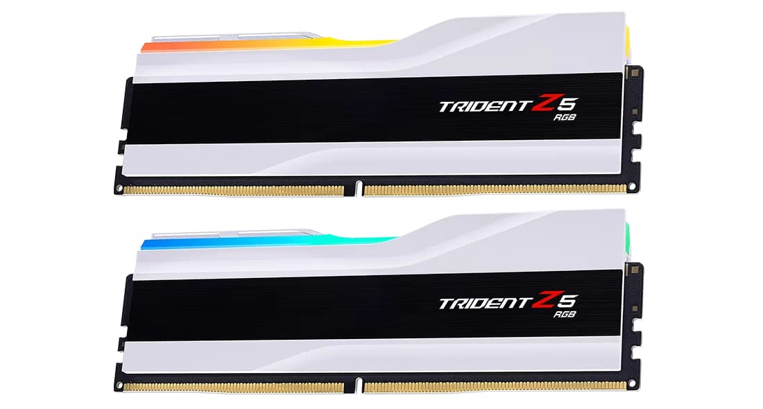 Memorie G.Skill DDR5 - 64GB - 6000 - CL - 34 (2x 32 GB) dual kit, RAM (white, F5-6000J3636F32GX2-TZ5RW, Trident Z5 RGB, INTEL XMP) "F5-6000J3636F32GX2-TZ5RW" — miniatură