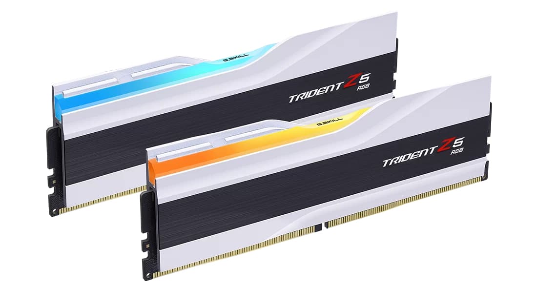 Memorie G.Skill DDR5 - 64GB - 6000 - CL - 34 (2x 32 GB) dual kit, RAM (white, F5-6000J3636F32GX2-TZ5RW, Trident Z5 RGB, INTEL XMP) "F5-6000J3636F32GX2-TZ5RW" — miniatură