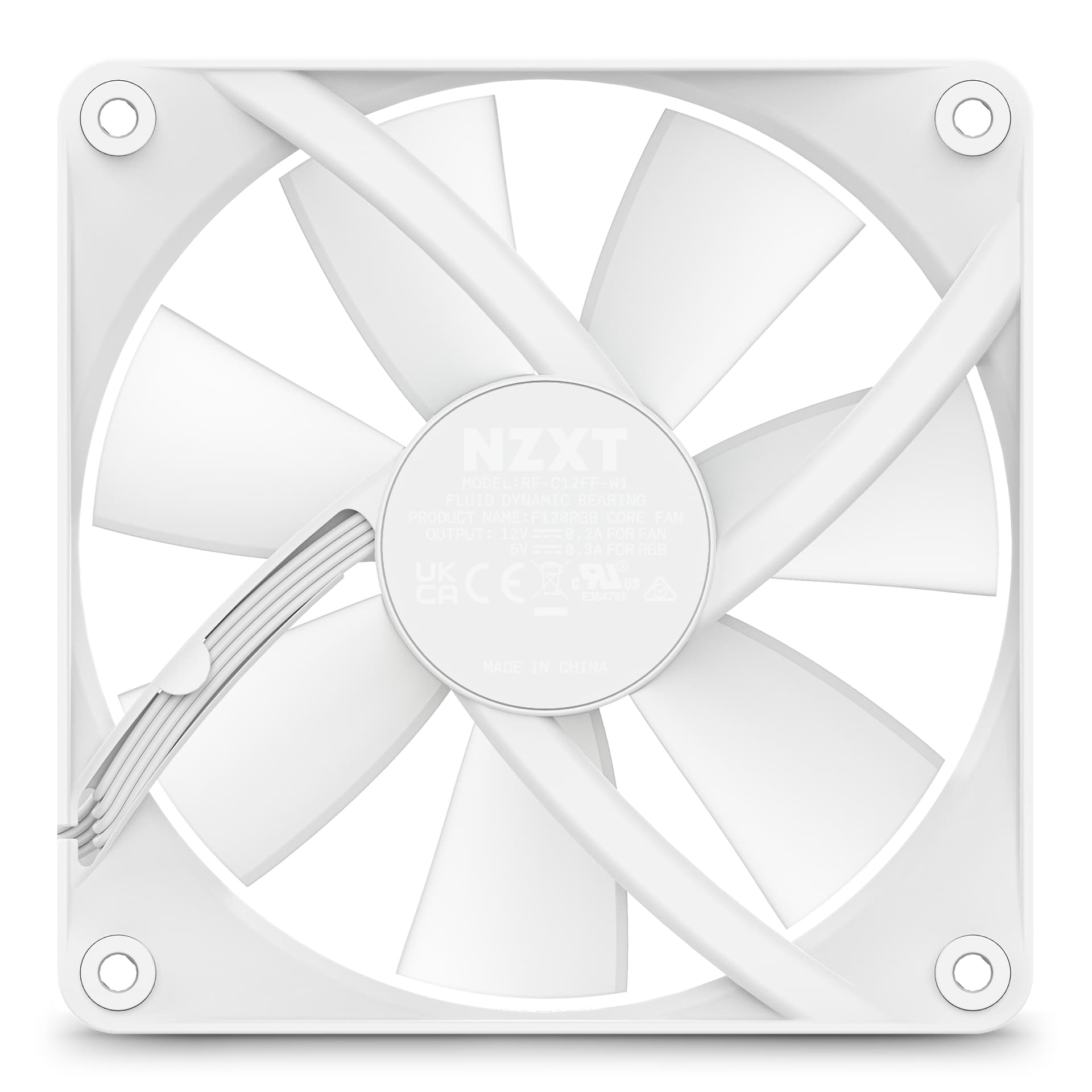 NZXT F120 RGB Core Single 120x120x26, case fan (white, single fan, without controller) "RF-C12SF-W1" — miniatură