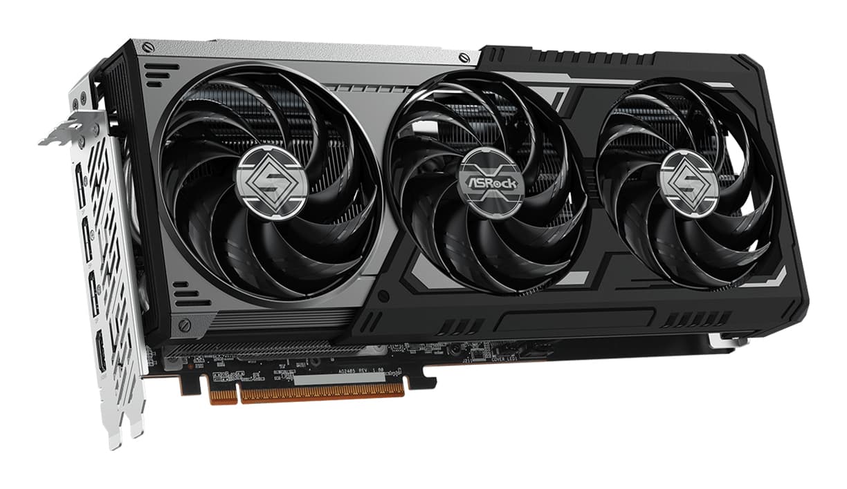 Placa video Asrock "AMD Radeon RX 9070 XT Steel Legend Dark", 16GB GDDR6, 256 bit, PCI-E 5.0, rez. Max 7680 x 4320, 3 x DisplayPort 2.1a, 1 x HDMI 2.1b, racire activa 3 x fan, "RX9070XT SLD 16GO" — miniatură