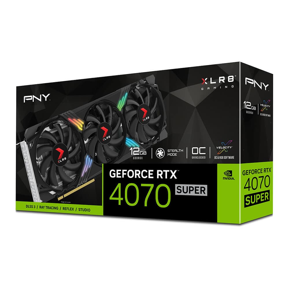 GeForce RTX 4070 SUPER XLR8 Gaming Verto Epic-X RGB OC 12GB GDDR6X 192-bit DLSS 3.0 "VCG4070S12TFXXPB1-O" — miniatură