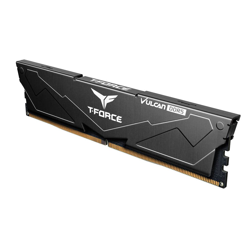 MEMORIE DDR TEAMGROUP T-FORCE VULCAN DDR5 Gaming 64GB frecventa 6000 Mhz (kit 2 x 32GB) CL38, radiator, retail, negru "FLBD564G6000HC38ADC01" — miniatură