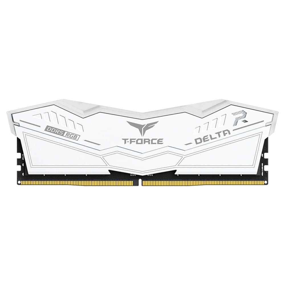 MEMORIE DDR TEAMGROUP T-FORCE DELTA RGB DDR5 Gaming 32GB frecventa 6400 Mhz (kit 2 x 16GB) CL40, radiator, retail, alb "FF4D532G6400HC40BDC01" — miniatură