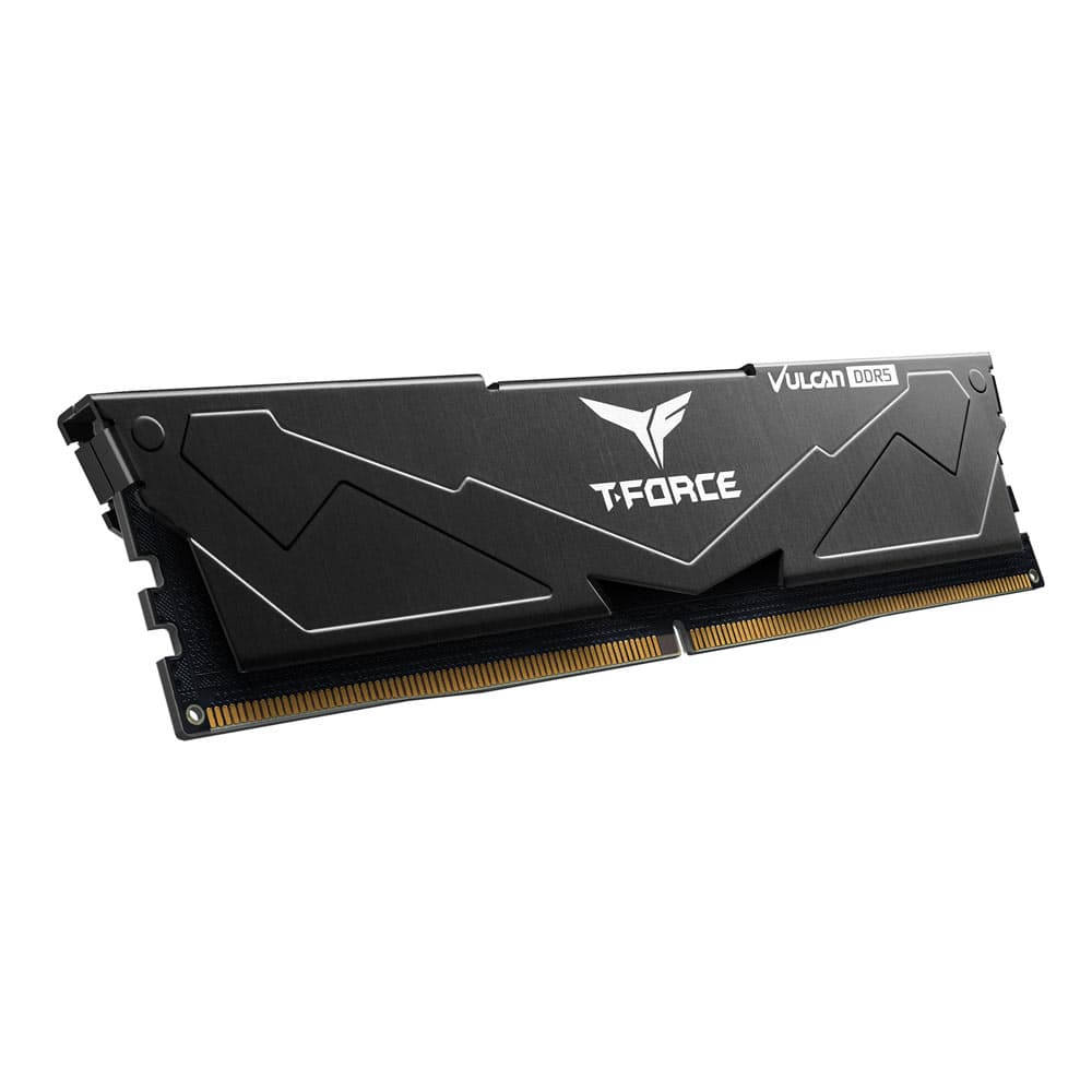 MEMORIE DDR TEAMGROUP T-FORCE VULCAN DDR5 Gaming 32GB frecventa 6000 Mhz (kit 2 x 16GB) CL38, radiator, retail, negru "FLBD532G6000HC38ADC01" — miniatură
