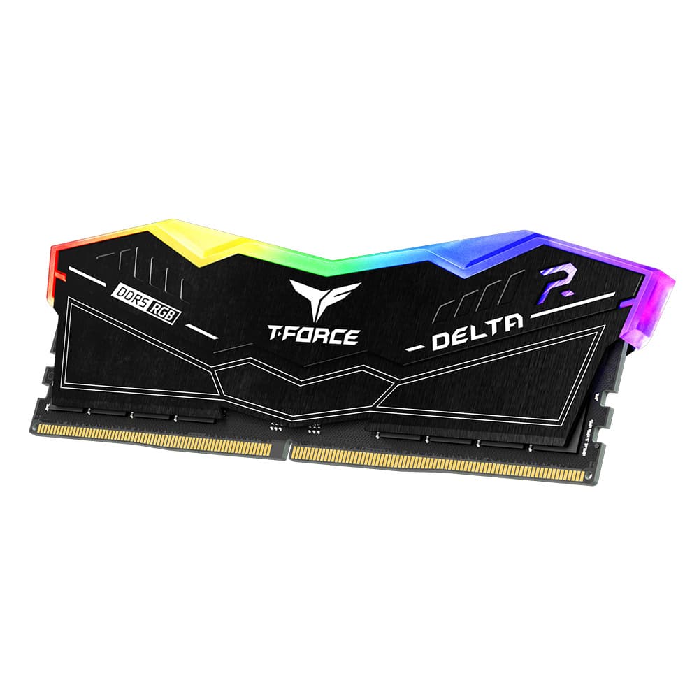 MEMORIE DDR TEAMGROUP T-FORCE DELTA RGB DDR5 Gaming 32GB frecventa 6000 Mhz (kit 2 x 16GB) CL38, radiator, retail, negru "FF3D532G6000HC38ADC01" — miniatură