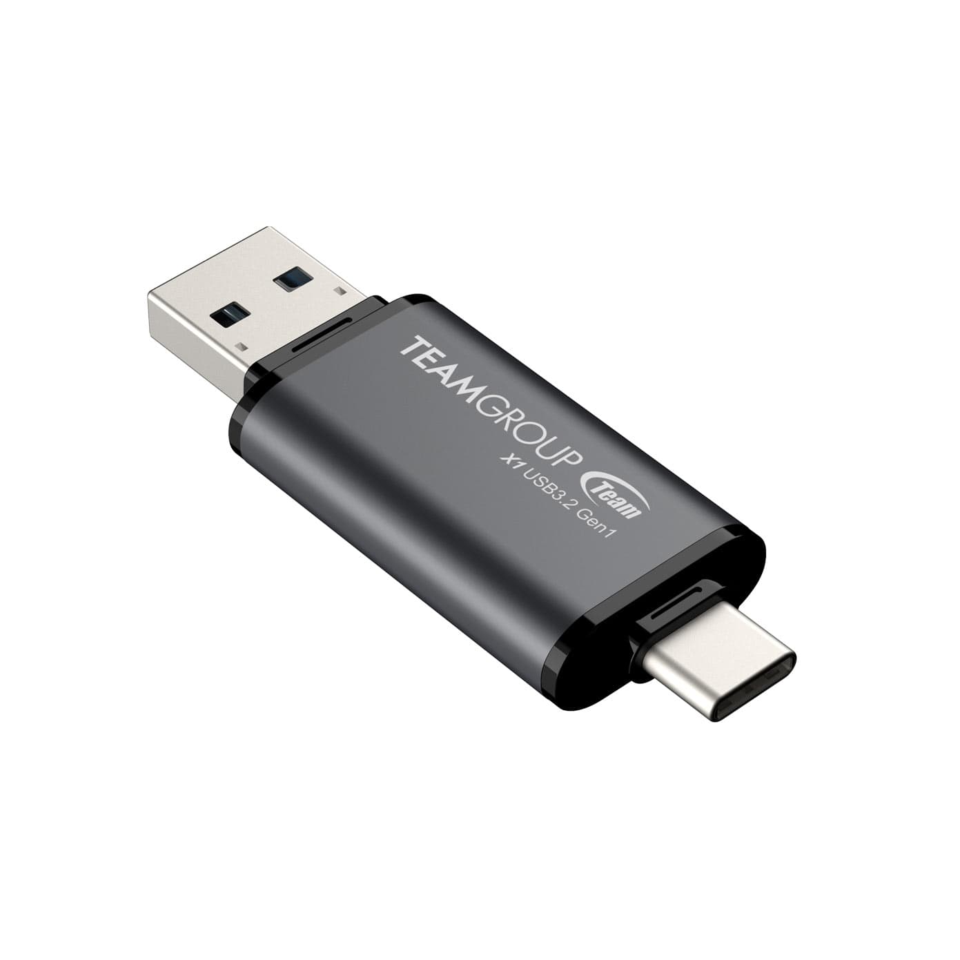 MEMORIE USB 3.2 / USB Type-C 3.1 TEAMGROUP X1, 64 GB, plastic, gri "TX1364GC01" — miniatură