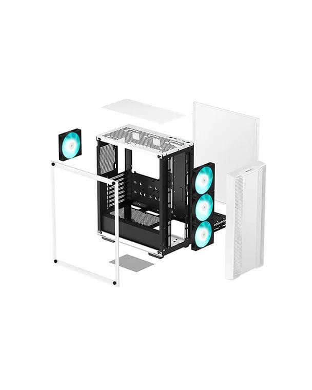 CARCASA DeepCool "CC560 MESH V2", middle tower, gaming, fara sursa, suporta 8xfan, 4xfan inclus, USB 3.2 gen1 x 2, audio, 7 sloturi expansiune, alb, R-CC560-WHAMA4-G-2 "CC560 MESH WH V2" — miniatură