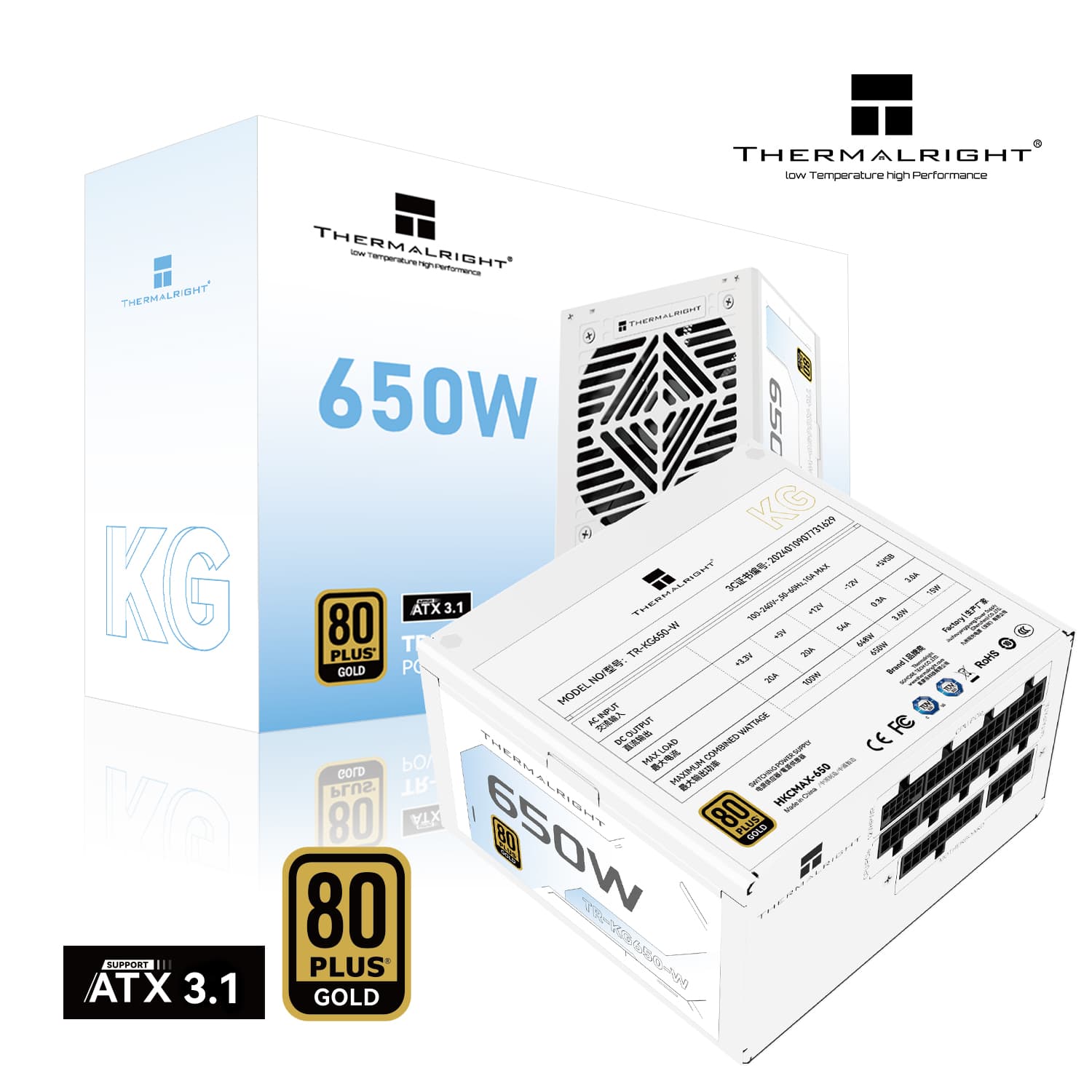 SURSA Thermalright "TR-KG650W", 650W, certificare 80 Plus Gold, modular, LLC, DC to DC, fan 120mm, alb, "TR-KG650W" — miniatură