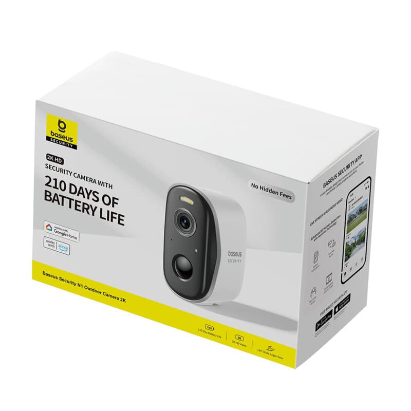CAMERA IP Exterior Baseus N1, 2K, 2304 x 1296, acumulator integrat, unghi pana la 145 grade, IP67, dist. IR 30 m, tip lentila fixa 3 mm, 3 Mpx, wireless, slot SD card, "S0ST002130" — miniatură