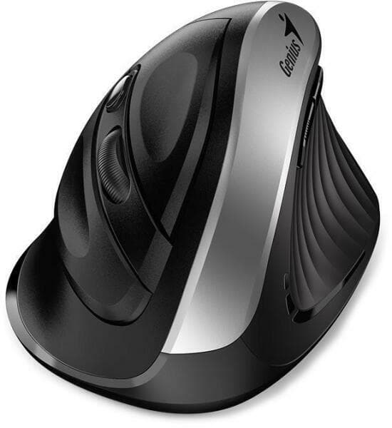 MOUSE Genius "Ergo 8259S", PC sau NB, wireless 2.4GHz, optic, 1600 dpi, ergonomic, butoane/scroll 6/1, acumulator, buton Copilot, argintiu, "31030031401" 4710268260394