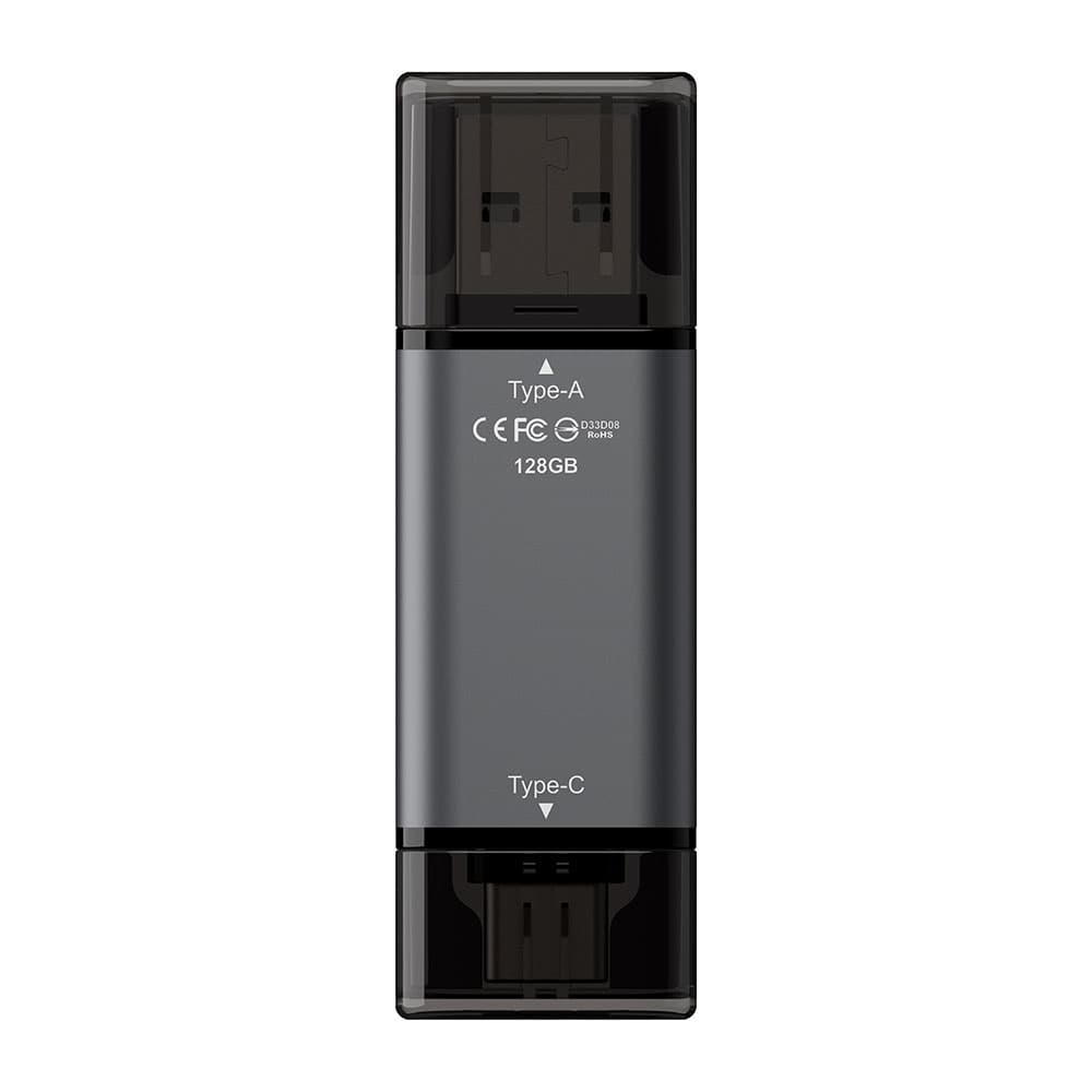 MEMORIE USB 3.2 / USB Type-C 3.1 TEAMGROUP X1, 128 GB, plastic, gri "TX13128GC01" — miniatură