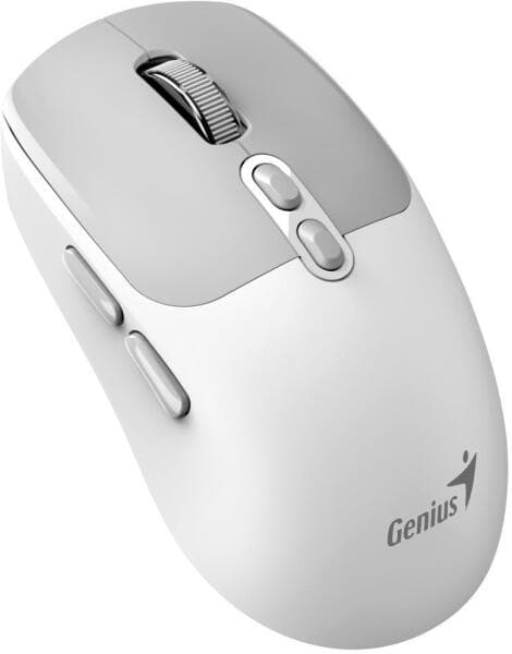 MOUSE Genius "NX-8080S", PC sau NB, wireless 2.4GHz, Bluetooth, optic, 1600 dpi, butoane/scroll 6/1, acumulator, buton Copilot, alb-gri, "31030042401" 4710268262473